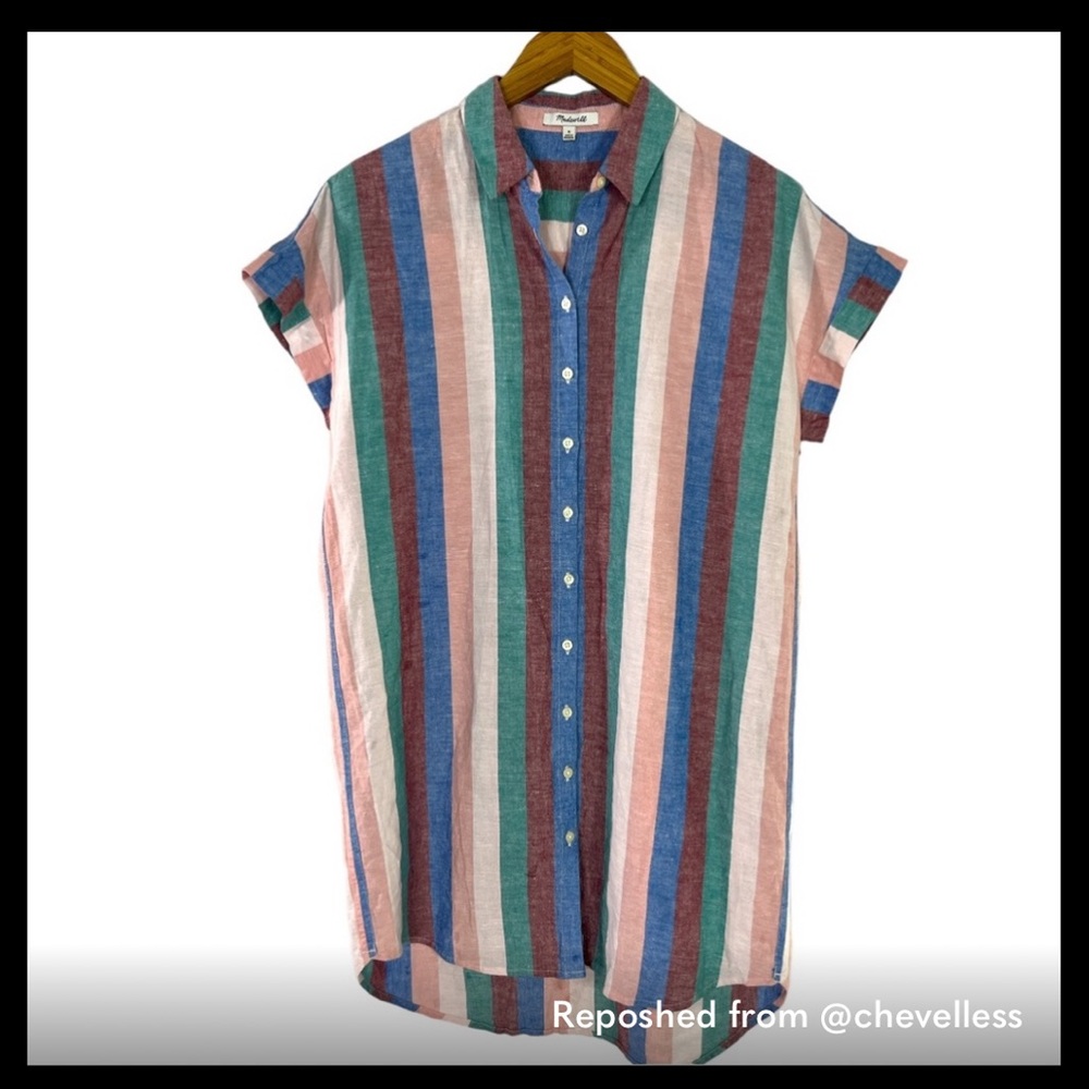 Madewell Striped Mini Dress - Blue, Red, White